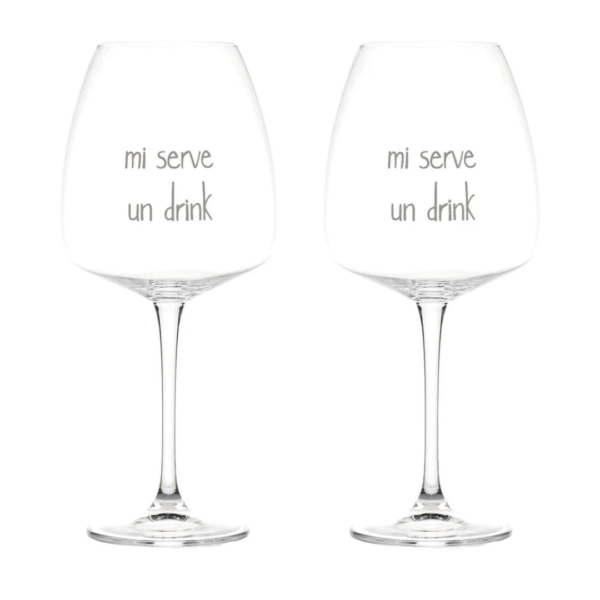 Coppia di Calici vino "Un'ottima Annata" o "Mezzo Pieno" o "Solo un goccetto" o "Mi serve un drink"" - Image 6
